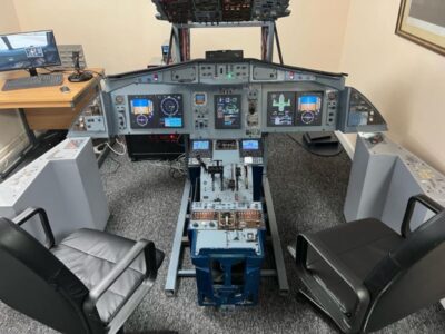 The Skyblue Basic Systems and Procedures Trainer flight deck with ATR glass cockpit displays