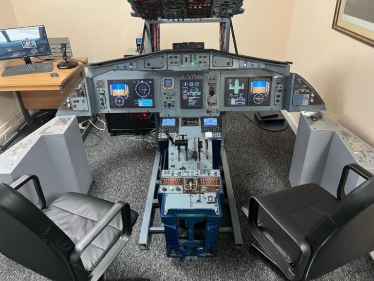 The Skyblue Basic Systems and Procedures Trainer flight deck with ATR glass cockpit displays
